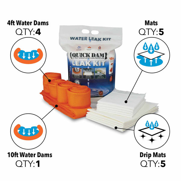 Quick Dam Indoor Bucket Kit 10 4ft and 6 10ft Water Dams WUGGCO